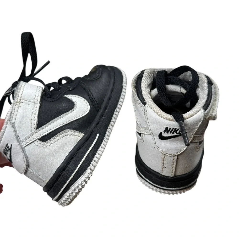 Nike Force 1 Mid TD Toddler Shoes‎ Black White Sneakers Size 4C Baby SU